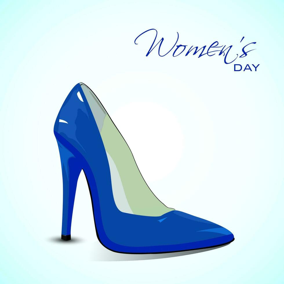 International Women's Day celebration with high heel ladies shoe on hearts decorated background. vector