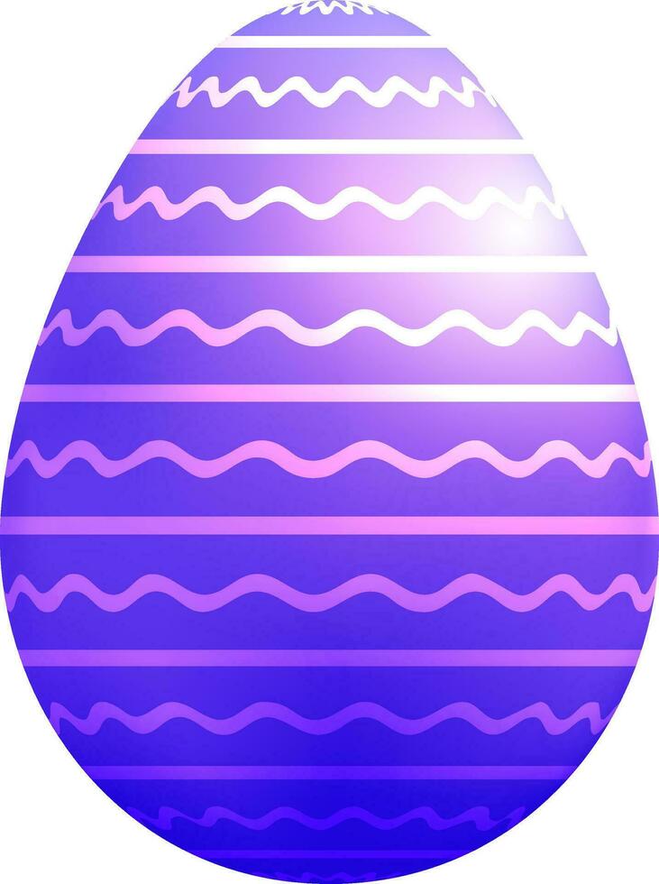 Waves decorated glossy purple easter egg. vector