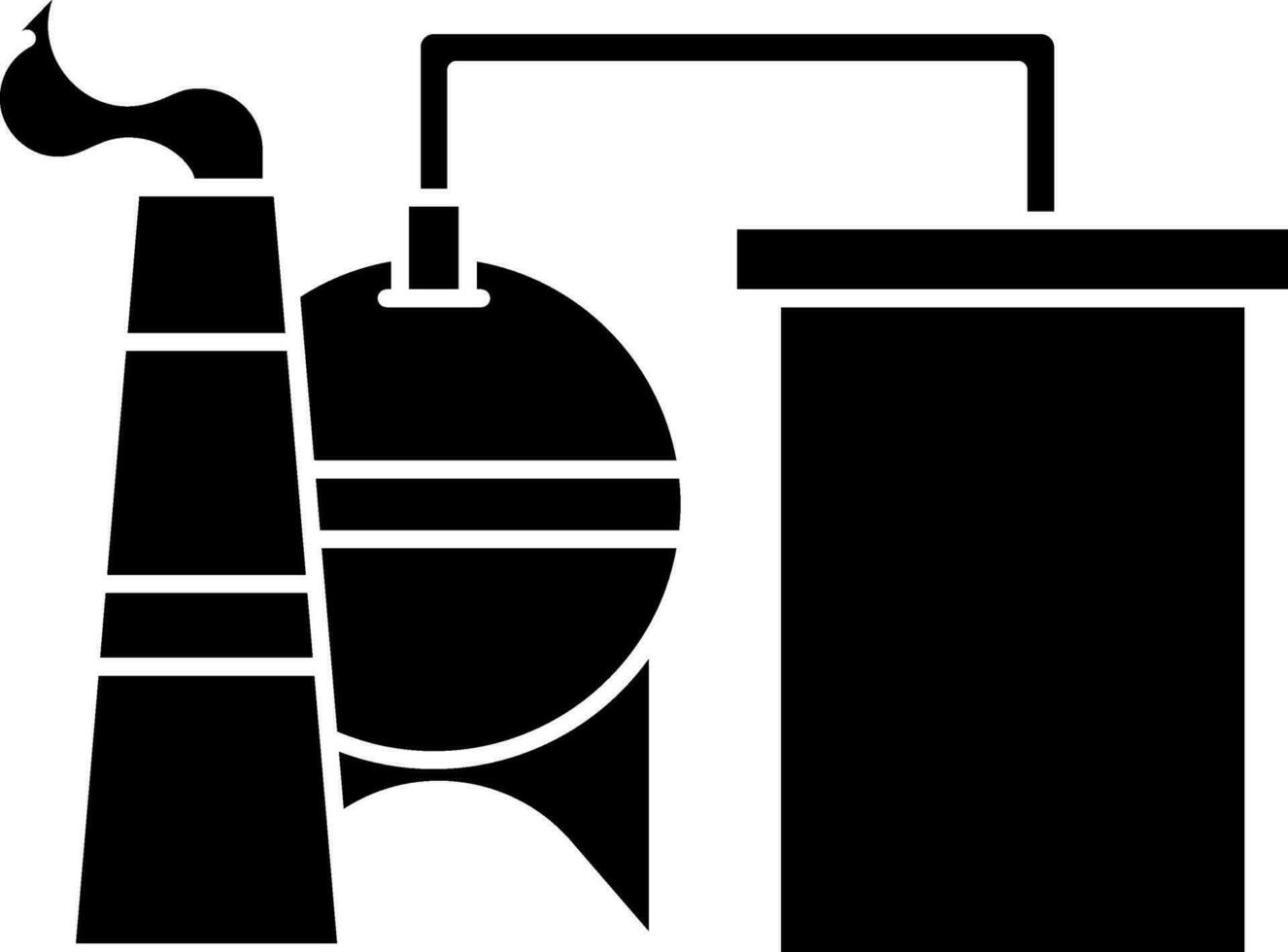 Oil Refinery Or Chemical Plant Icon In black and white Color. vector