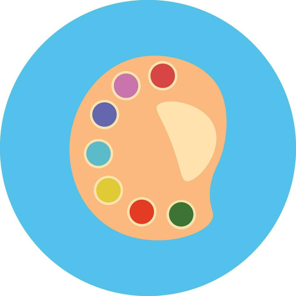 Illustration of many color plate icon on round background. vector