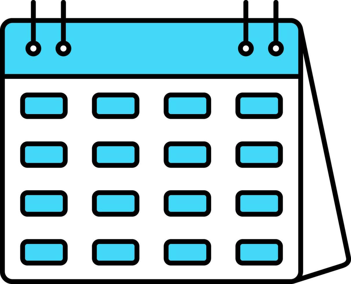 Isolated Calender Icon In Turquoise And White Color. vector