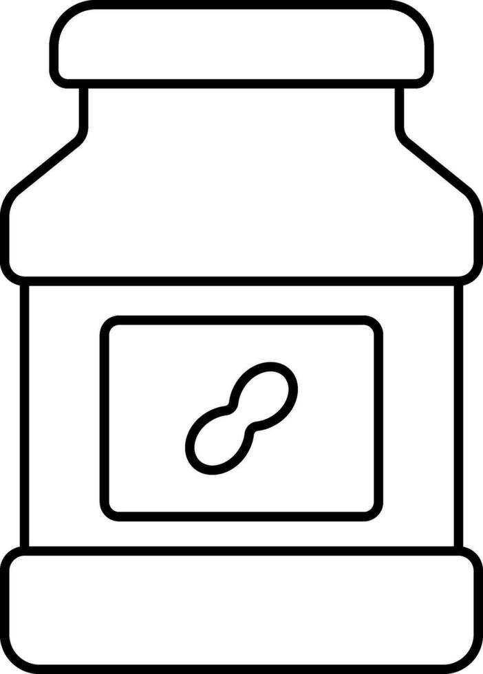Illustration Of Peanut Jar Icon In Black Stroke. vector