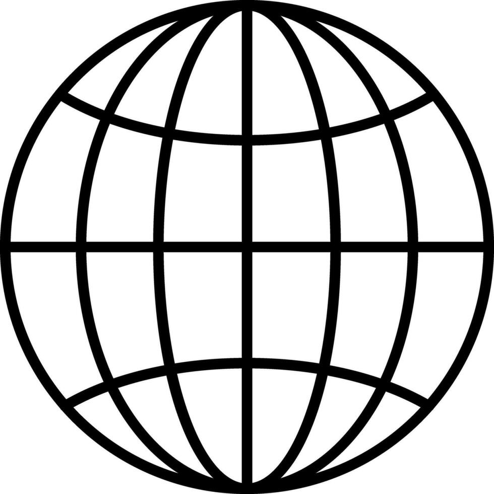 Earth globe in black line art illustration. vector