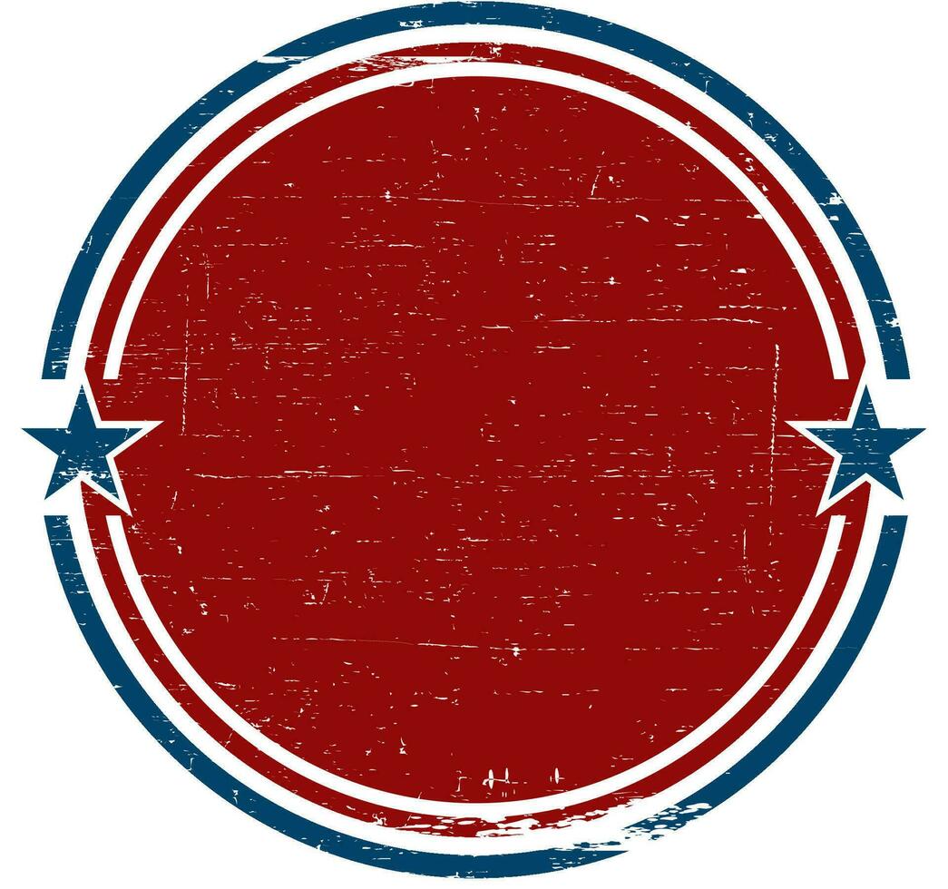 Grungy rubber stamp in American Flag colors. vector