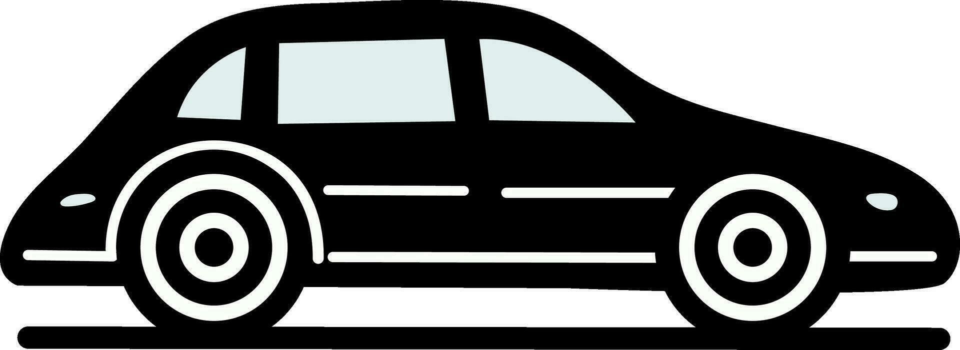 aislado plano coche icono en negro y blanco color. vector