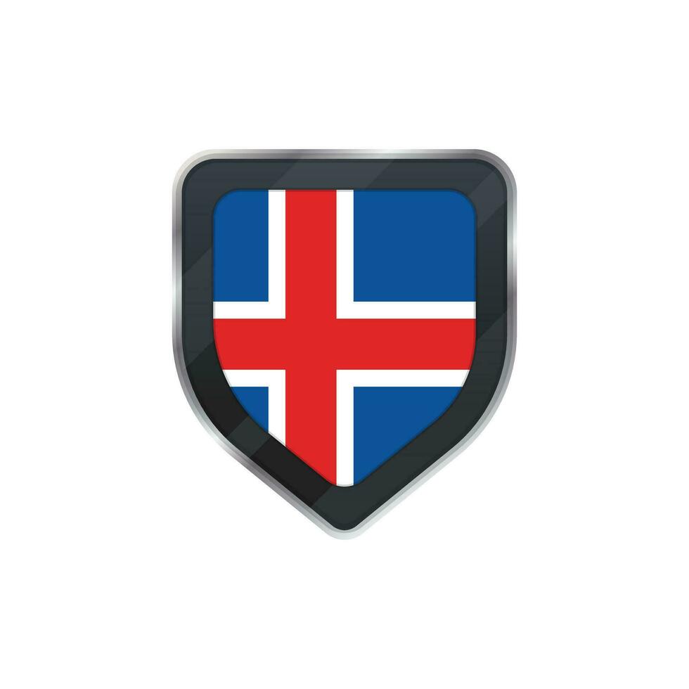 Grey shield made by Iceland flag. vector