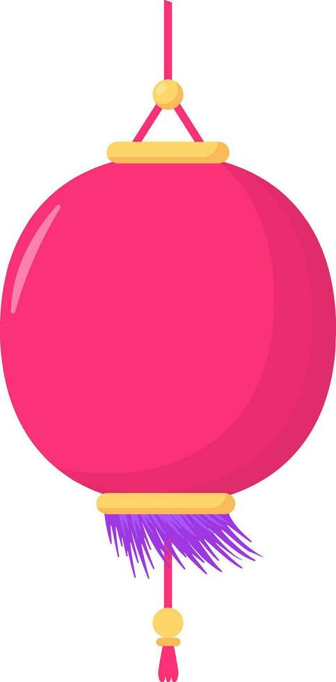 Isolated Hanging Pink Chinese Lantern Flat Icon. vector