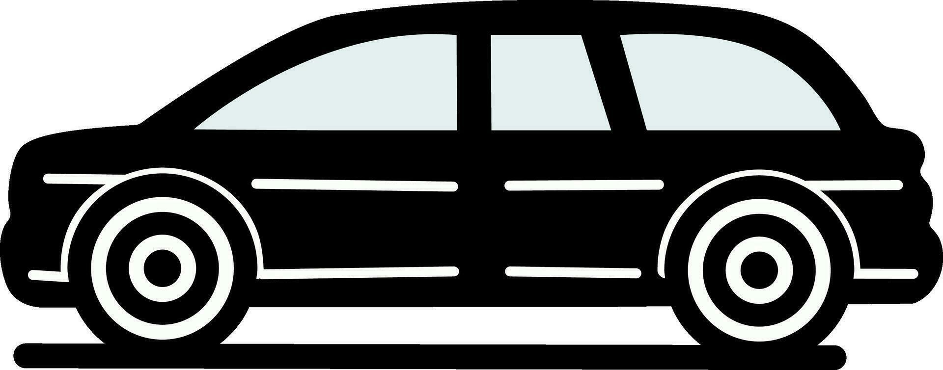 Side View of Car Icon In Black And White Color. vector