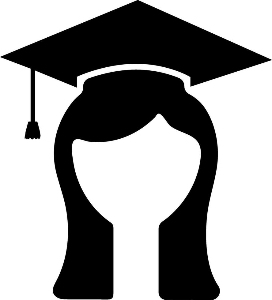 Character of a girl wearing mortarboard. vector
