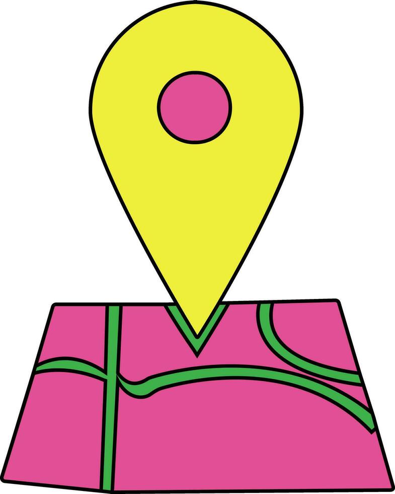 Map pointer in pink and yellow color. vector