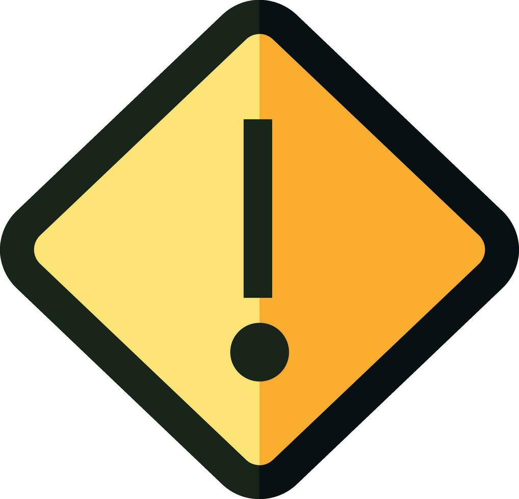 Black And Yellow Caution Icon In Flat Style. vector