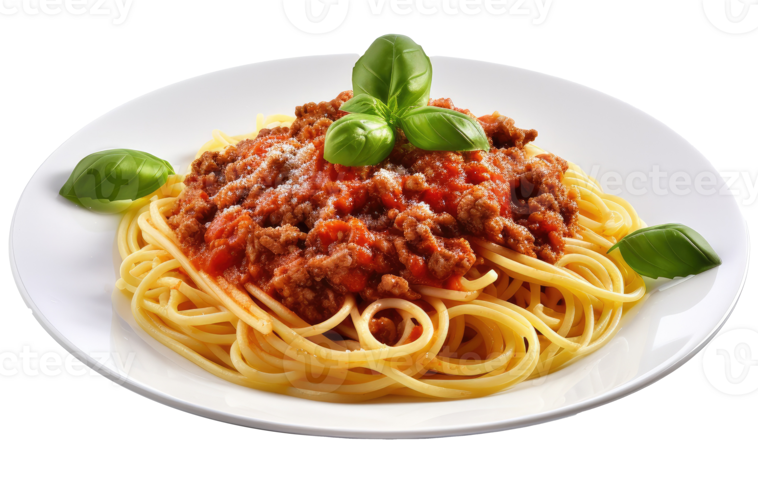 Home made Spaghetti Bolognese made with meat and pasta isolated. Illustration AI Generative png