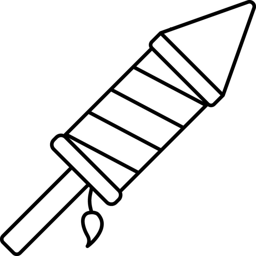 Fireworks Rocket Icon In Black Line Art. vector