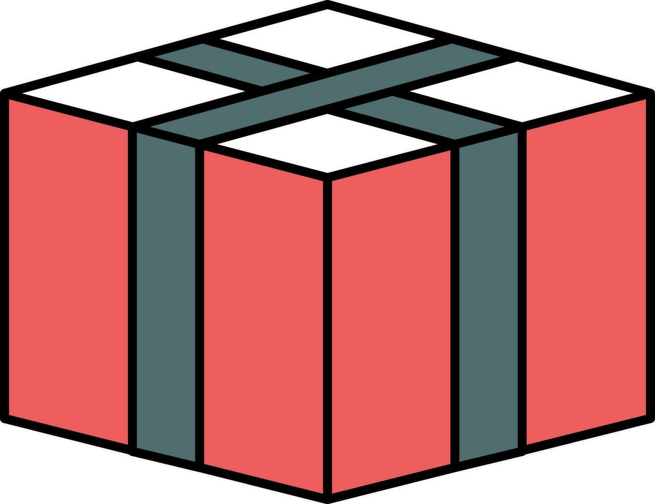 Red And Teal Delivery Box Icon In Flat Style. vector