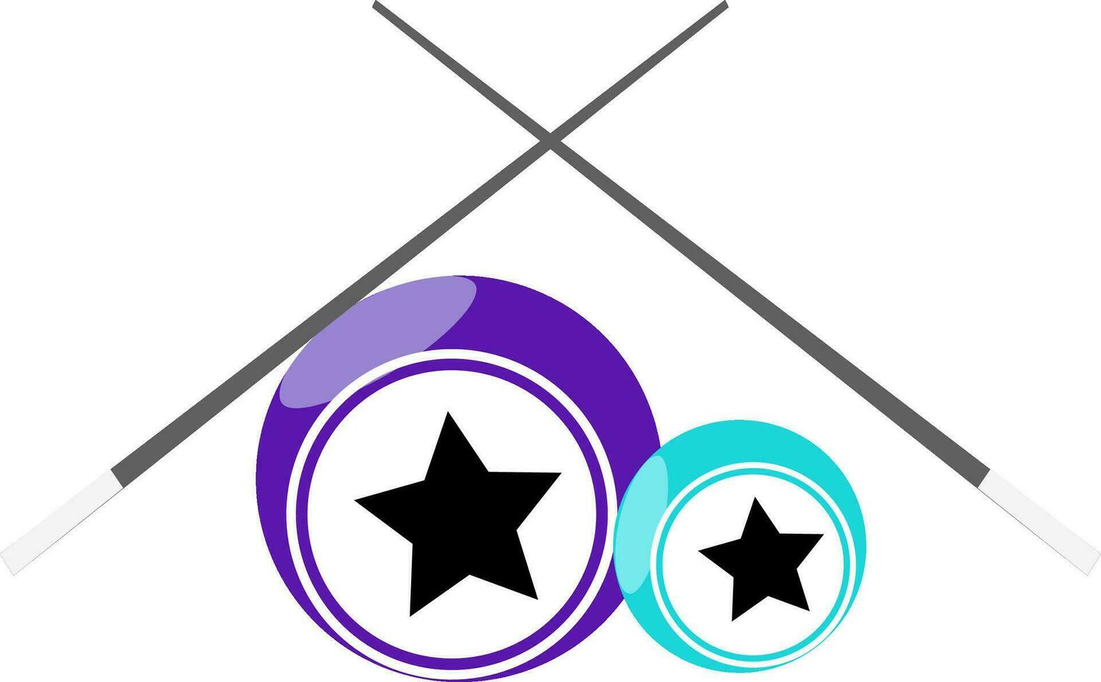 Billiard balls with sticks in flat style. vector