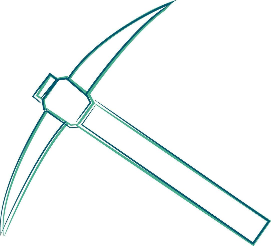 Thin line illustration of a pickaxe. vector