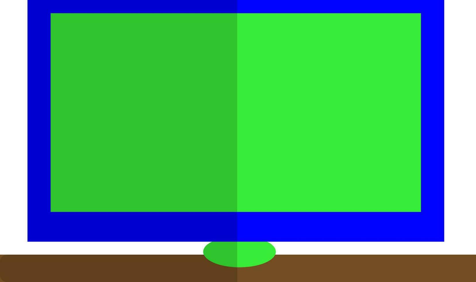 Isolated computer in blue and green color. vector