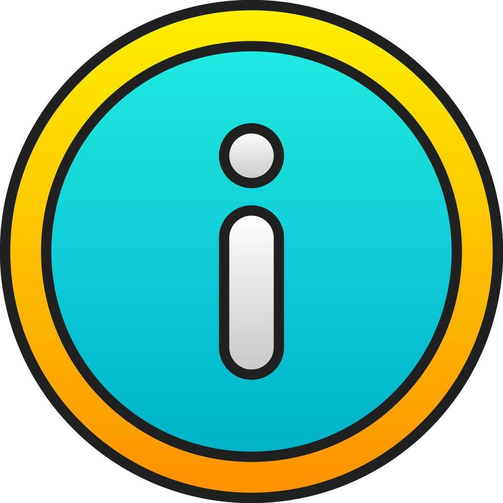 Gradient Blue And Yellow Info Button Icon In Flat Style. vector