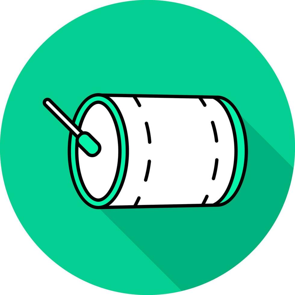 Drum With Stick Icon On Green Back Ground. vector