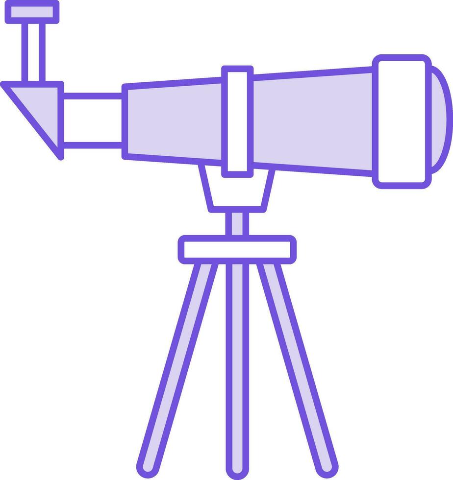 ilustración de púrpura y blanco color telescopio icono en plano estilo. vector