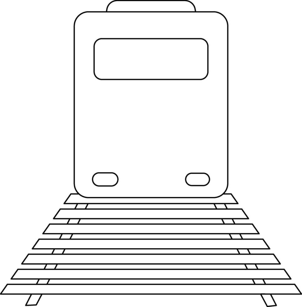 Black line art train in flat style. vector