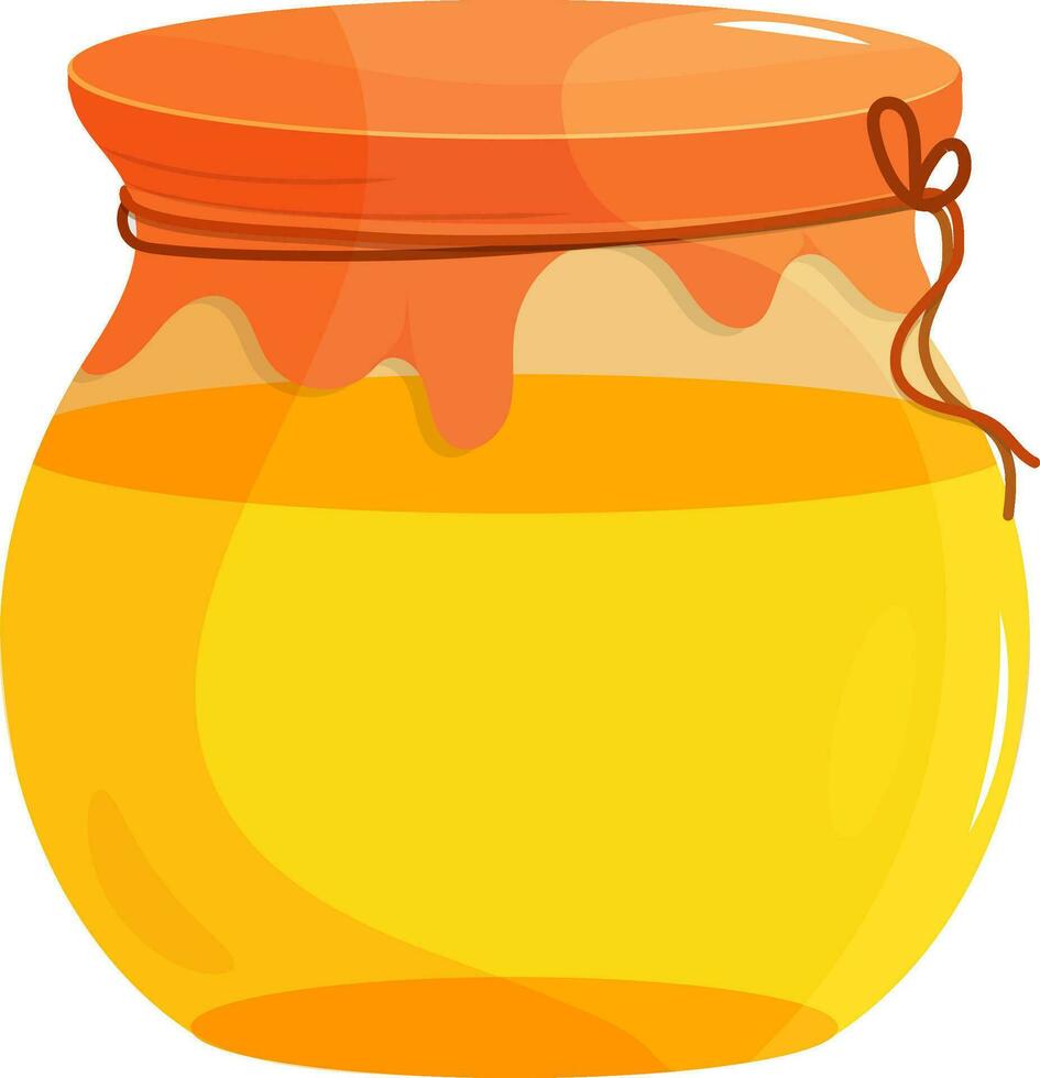 Glossy golden clay pot decorated with orange ribbon. vector