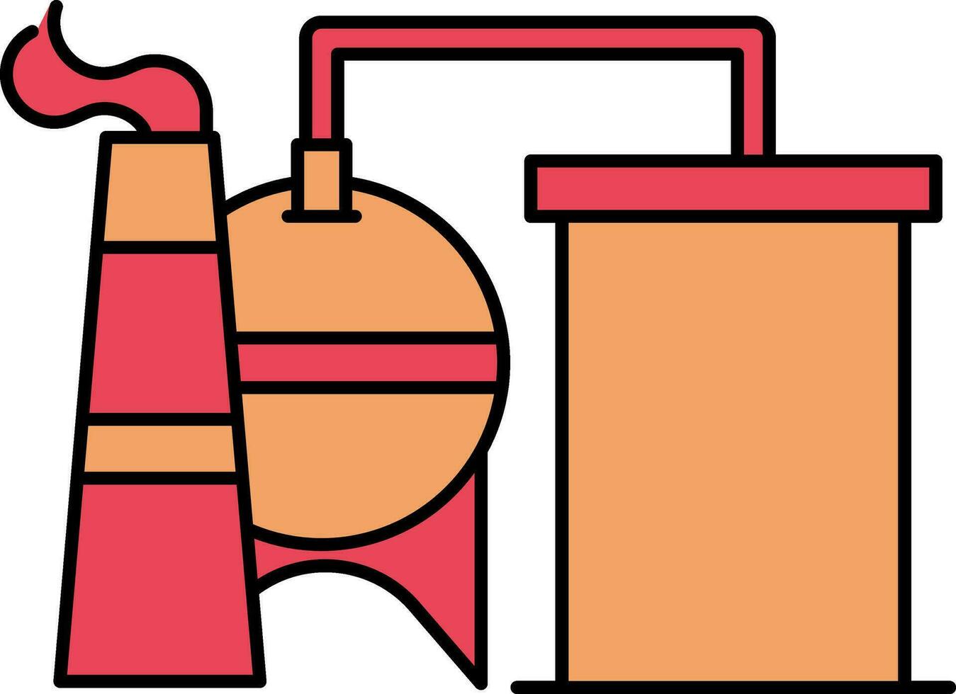 Oil Refinery Or Chemical Plant Icon In Red And Orange Color. vector