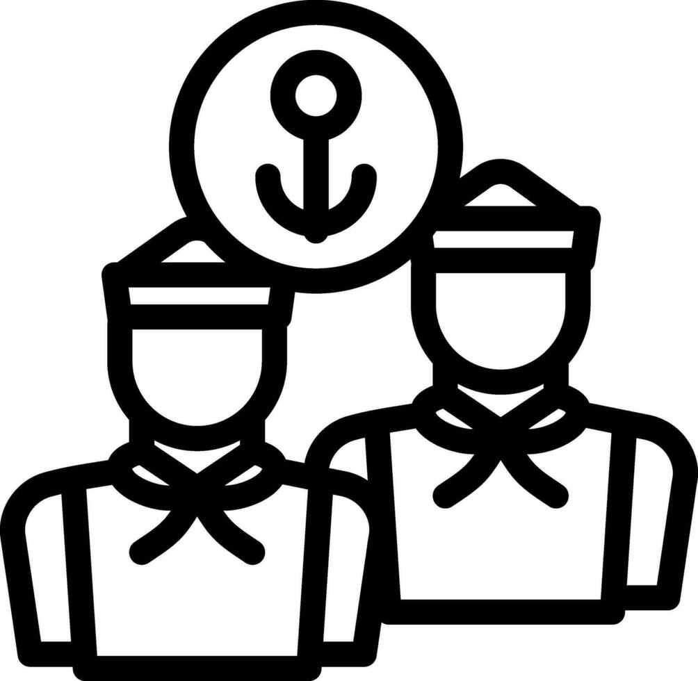 Sailor Group Icon Or Symbol In Thin Line Art. vector