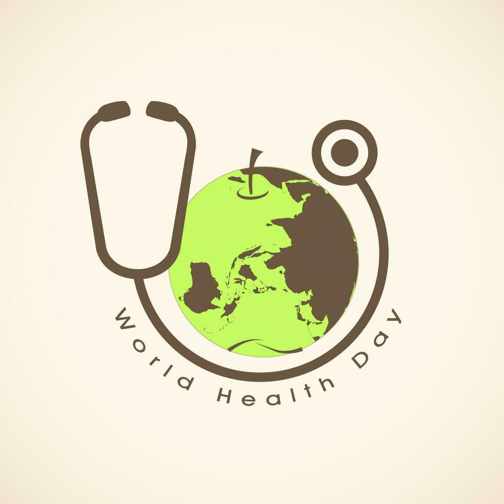 Abstract world heath day concept with globe and heart beat on background. vector