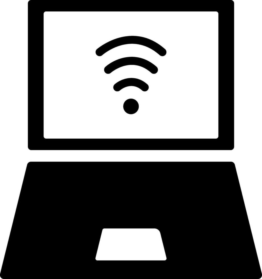 Wifi connected laptop icon or symbol. vector