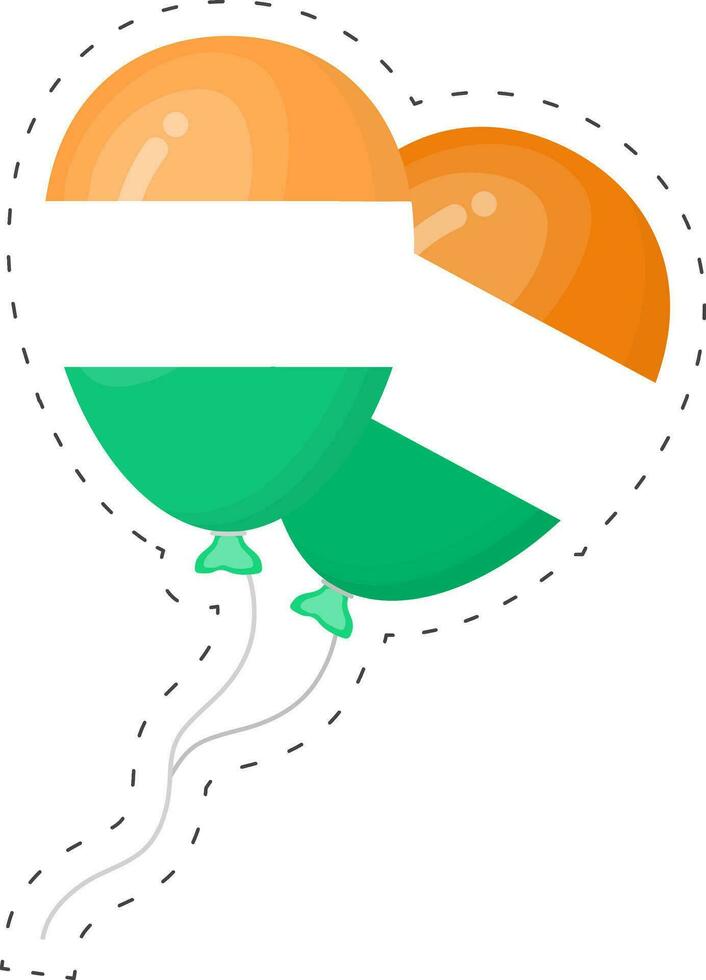 Indian Flag Color Two Balloon In Sticker Style. vector