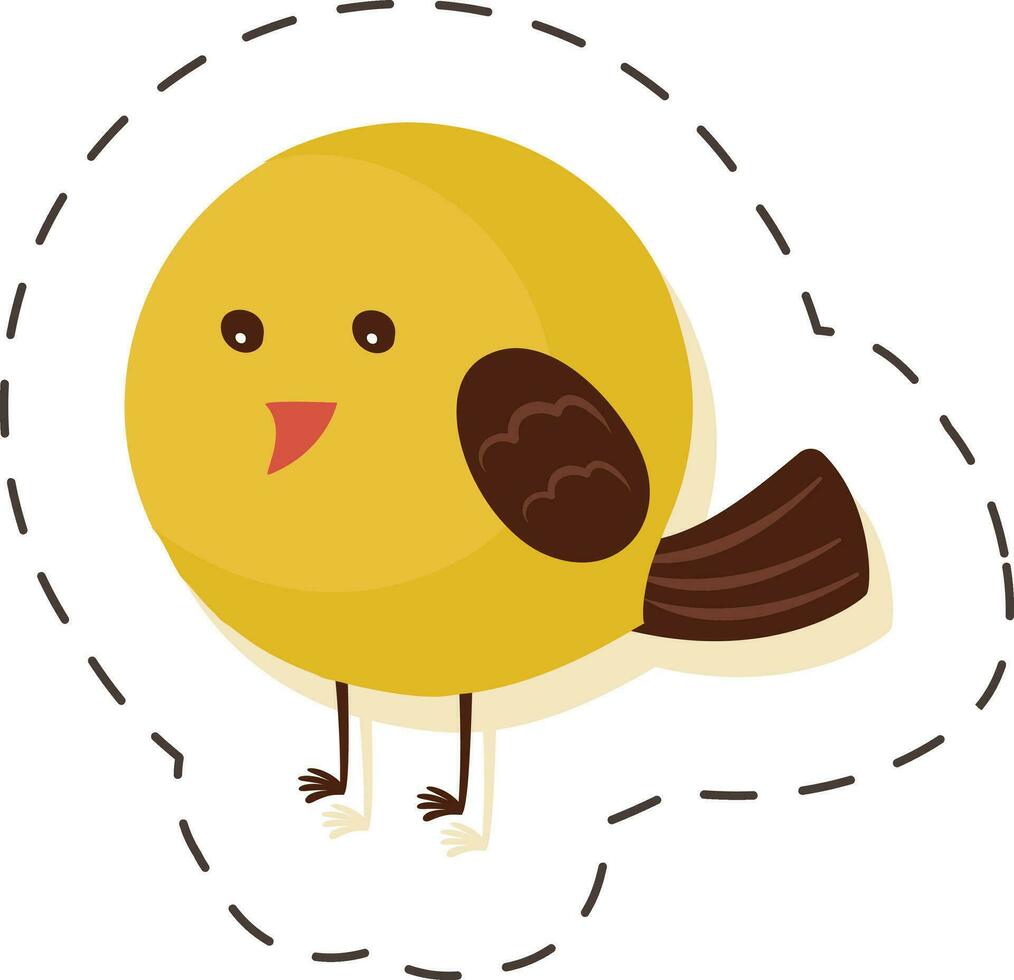 Vector Of Yellow Bird In Sticker Style.