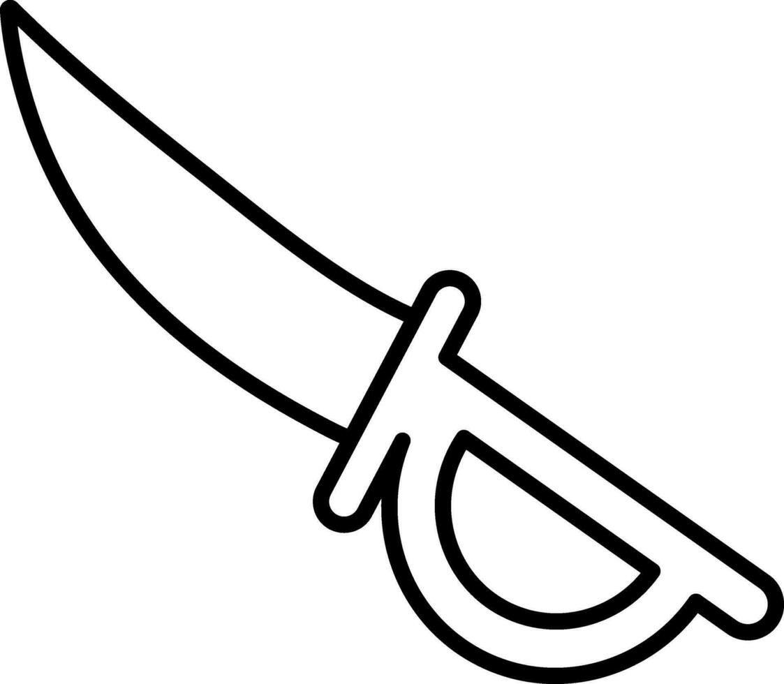 Isolated Dragon knife icon in black line art. vector