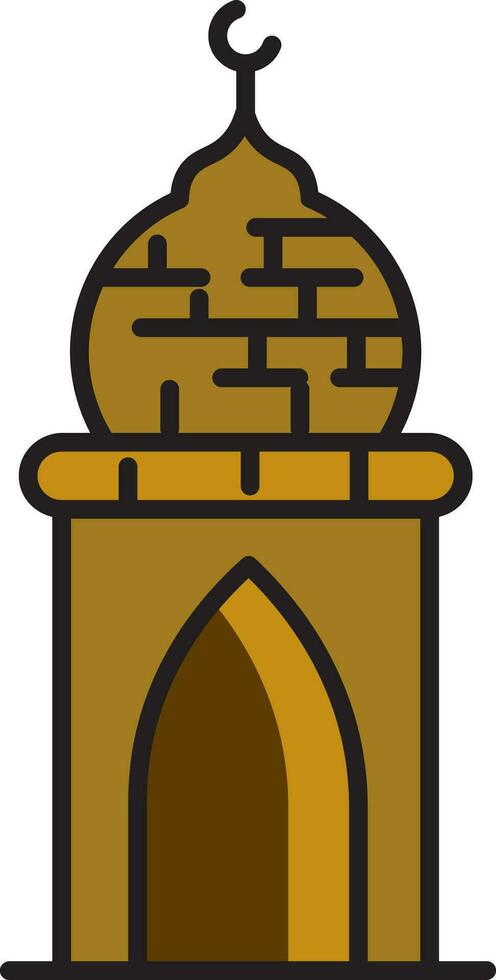 Mosque minaret icon in brown color. vector