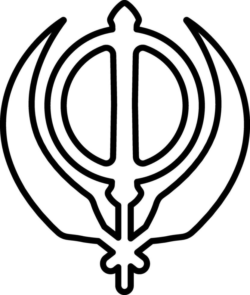 Line art Khanda icon in flat style. vector