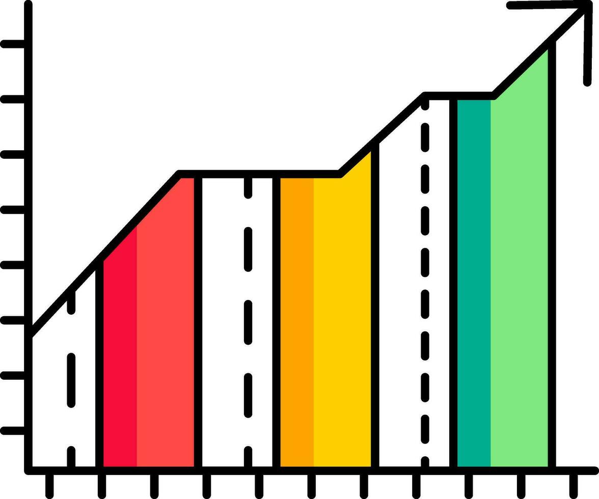 Colorful Bar graph chart icon in flat style. vector