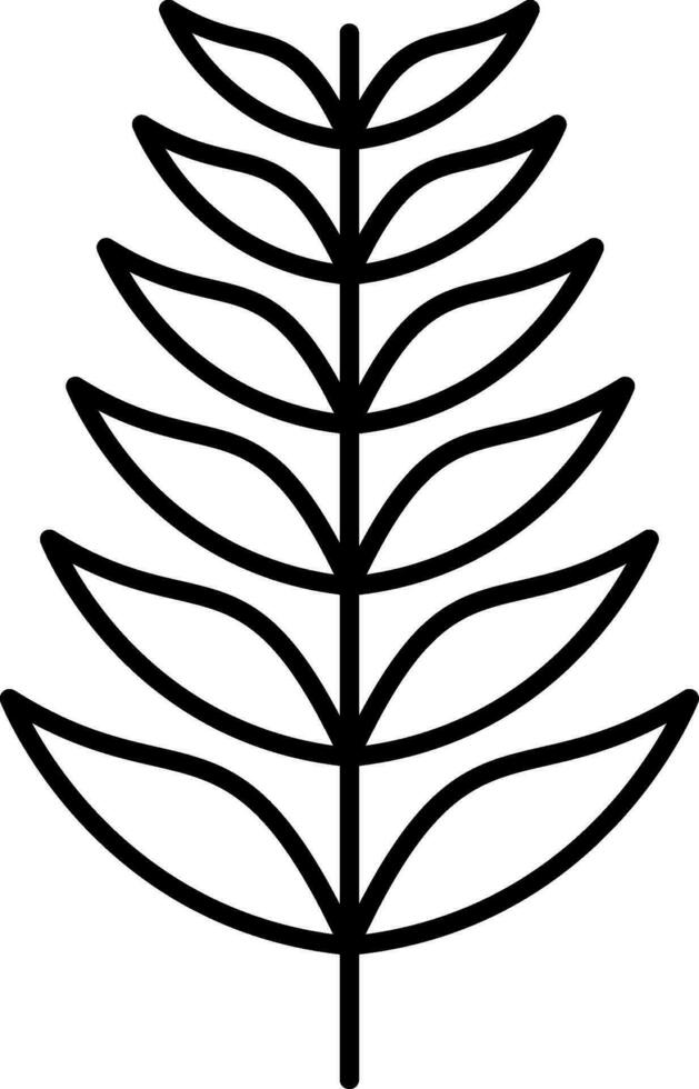 Pine leaf icon in line art. vector