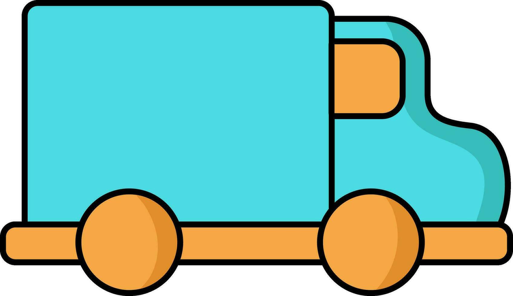 Flat Style Truck Orange And Turquoise Color. 25076845 Vector Art at
