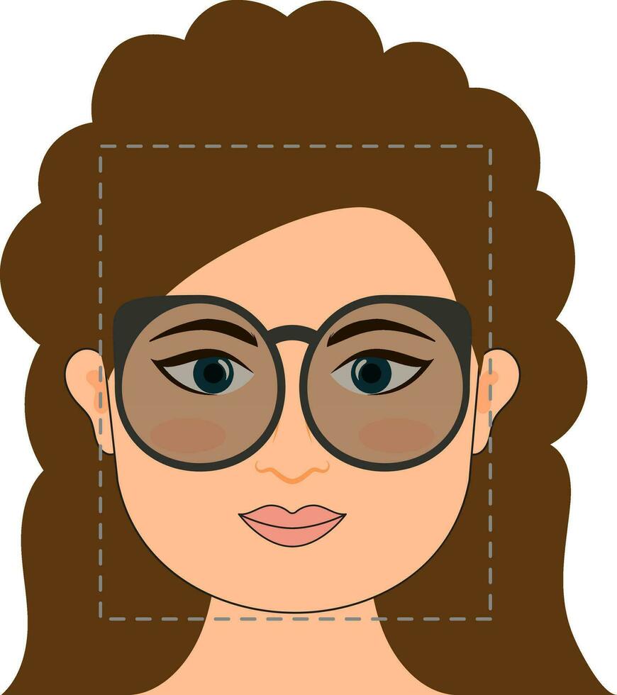 lentes para cuadrado cara niña icono en marrón color. vector