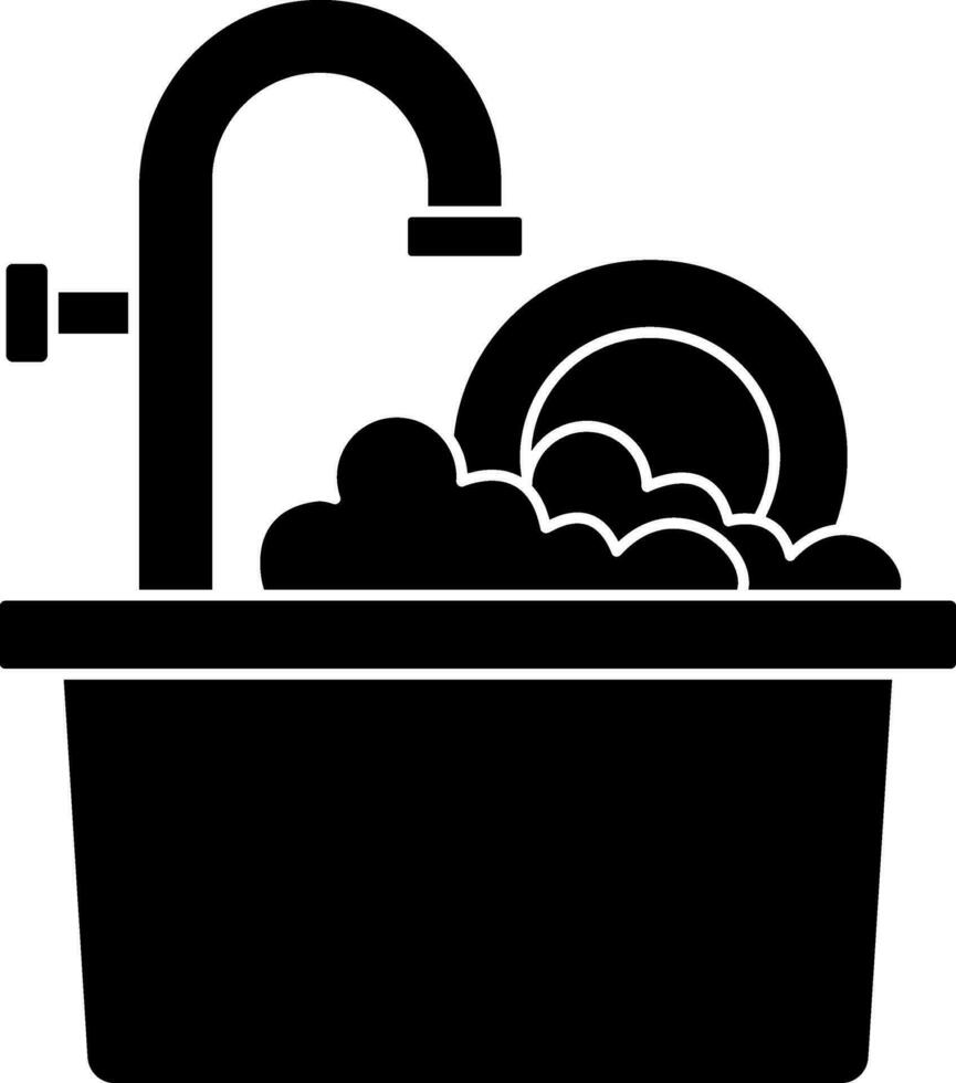 Sink Utility Tub Icon Or Symbol In black and white Color. vector