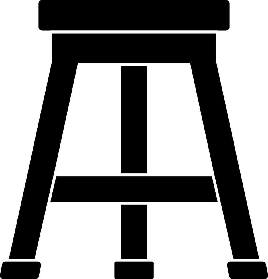 Three Legged Stool Icon In Glyph Style. vector