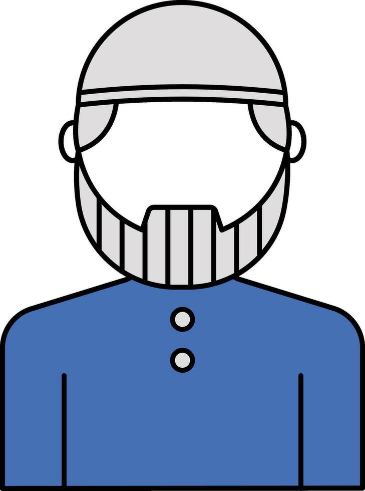 sin rostro musulmán hombre icono en azul y gris color. vector