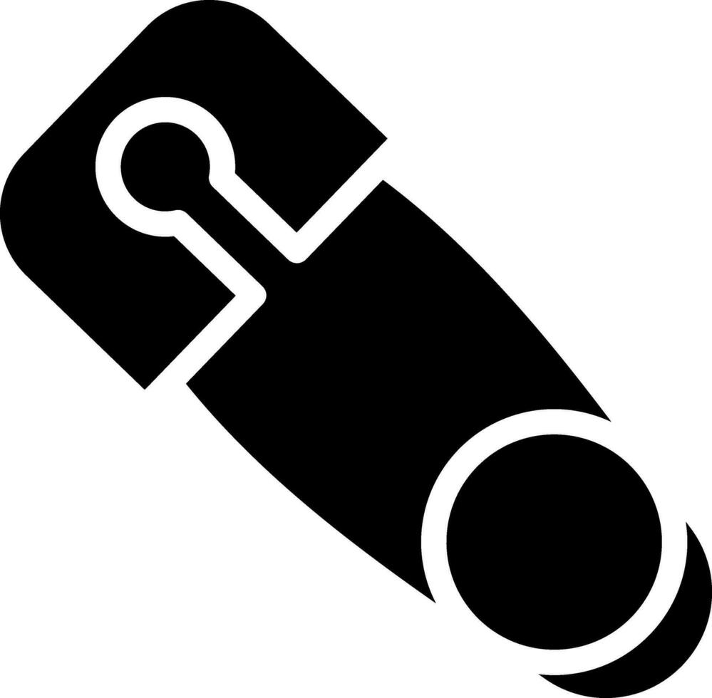 Safety Pin Icon In black and white Color. vector