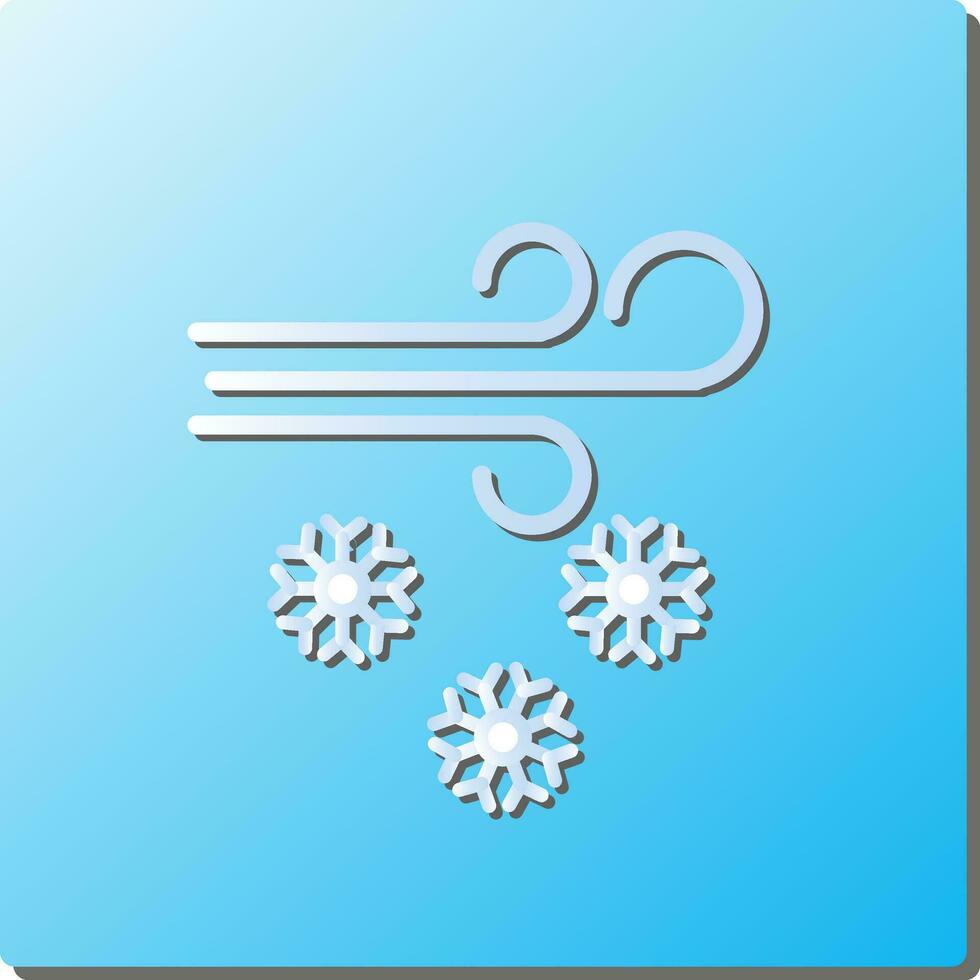 Blue And White Paper Snow Wind Square Icon. vector
