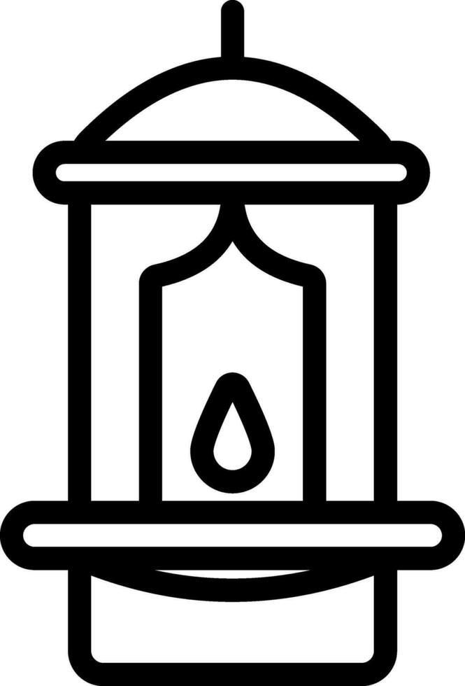 Arabic Lantern Icon In Black Line Art. vector