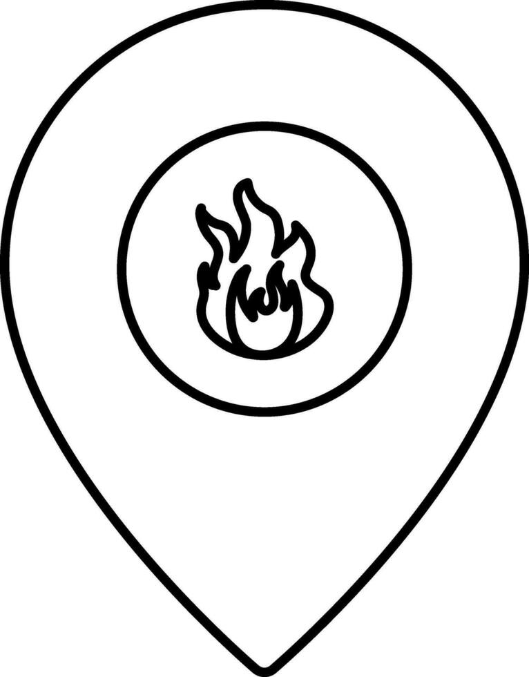 Fire Location Icon In Black Line Art. vector