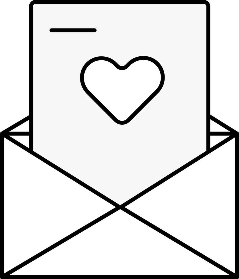 Love Letter Icon In Black Line Art. vector