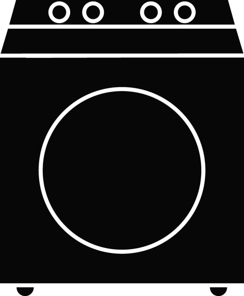Washing Machine Icon In black and white Color. vector