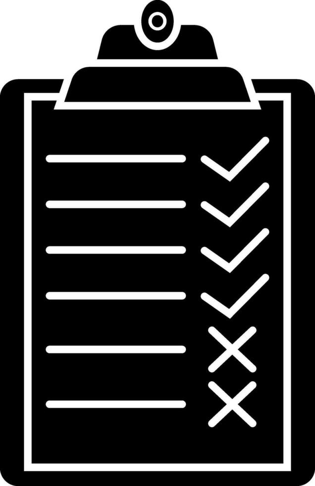 Black and white checklist icon in flat style. vector