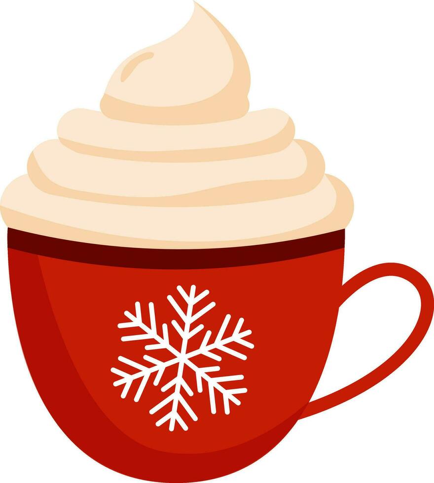 Whipped Cream In Red Snowflake Cup Element. vector